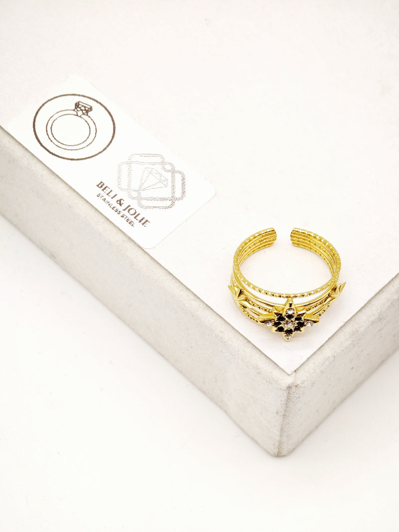 Bague en acier inoxydable ajustable - NOIR