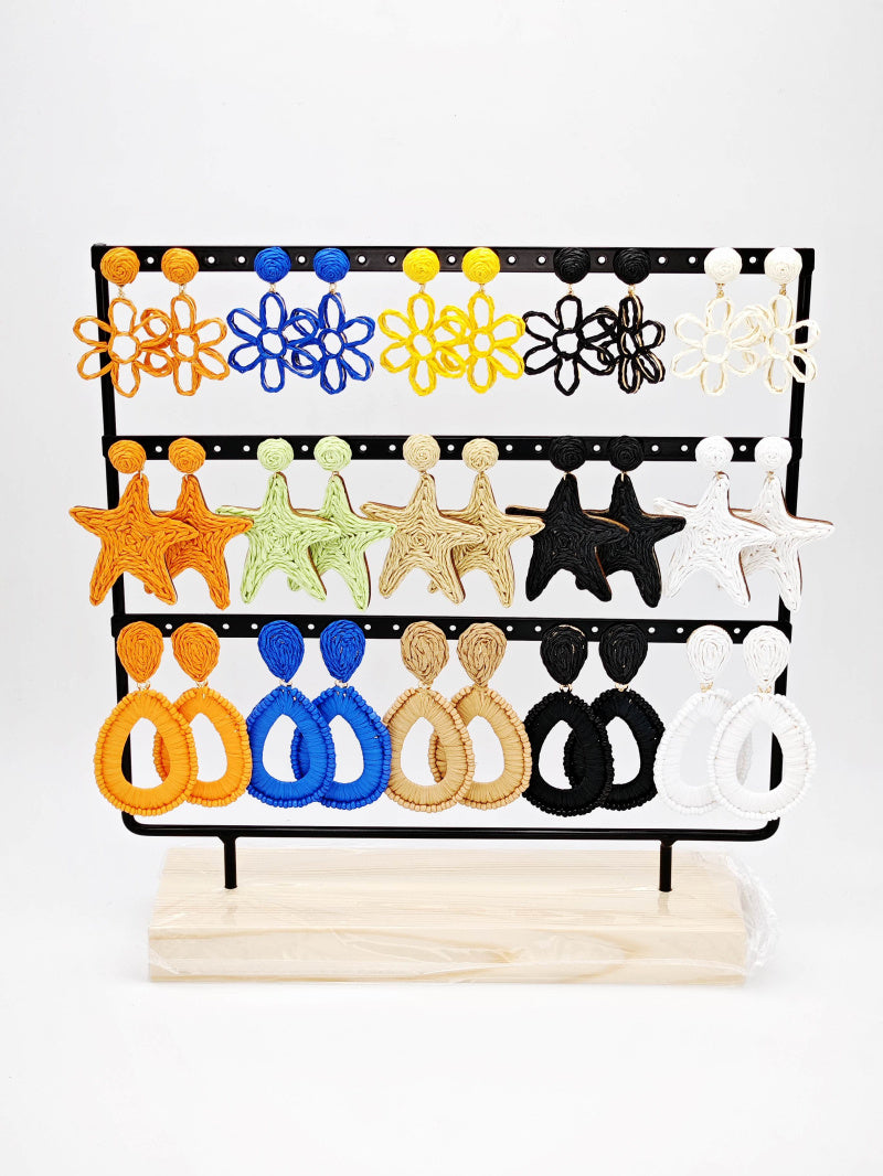 Lot de 15 boucles d'oreilles en acier inoxydable avec présentoir - MULTICOLORE