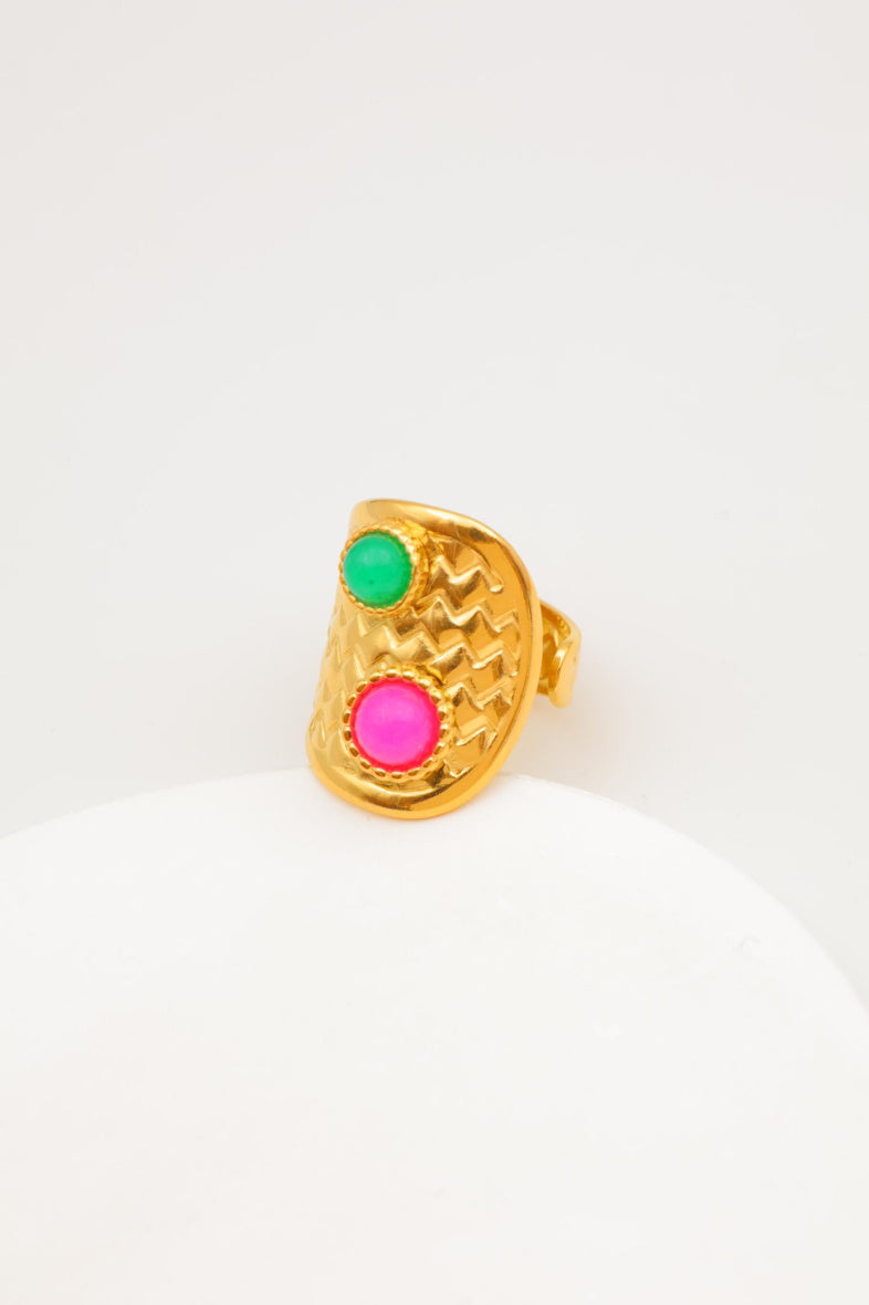 Bague en acier inoxydable ajustable - MULTICOLORE