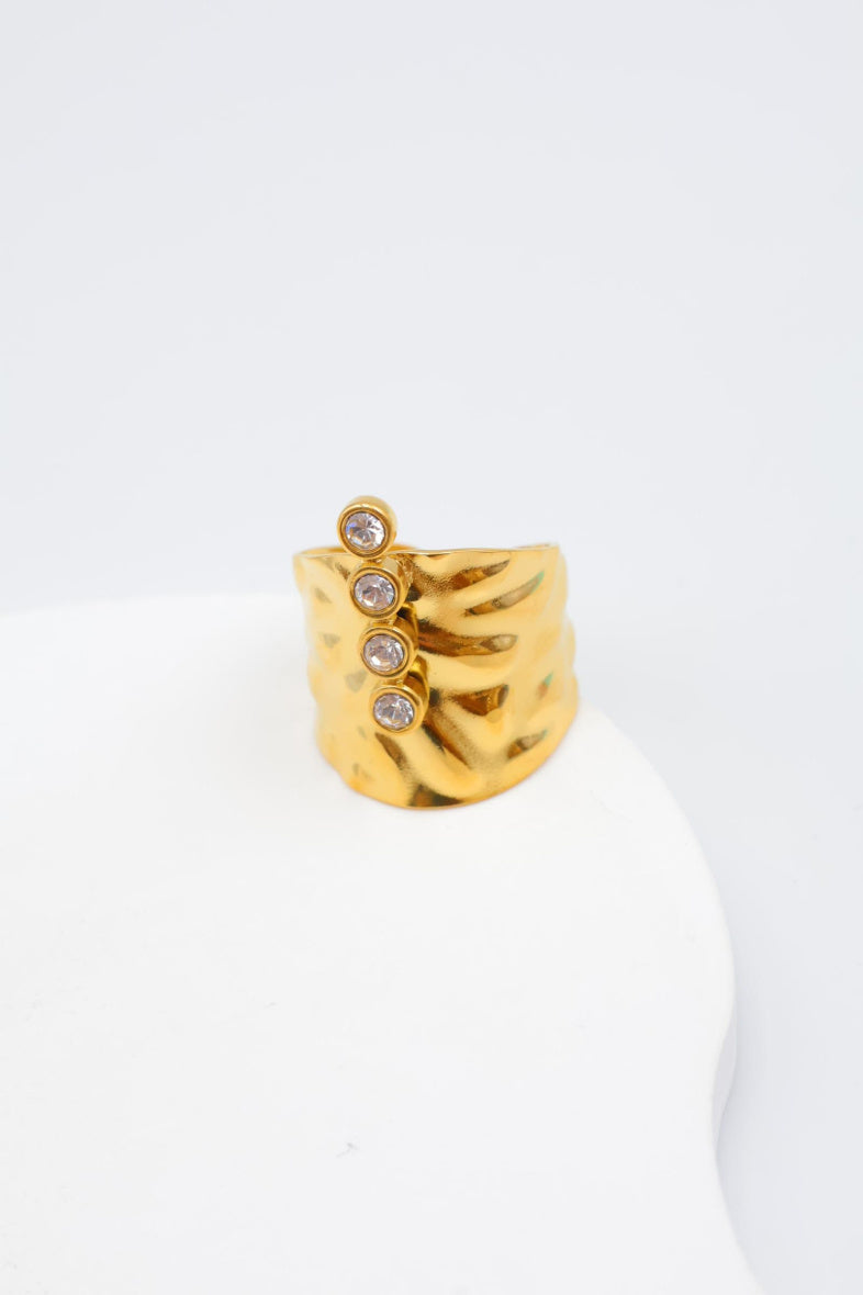 Bague en acier inoxydable ajustable - BEIGE