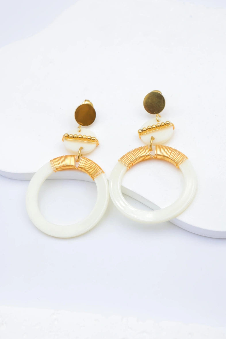 Boucles d'oreilles en acier inoxydable - BLANC