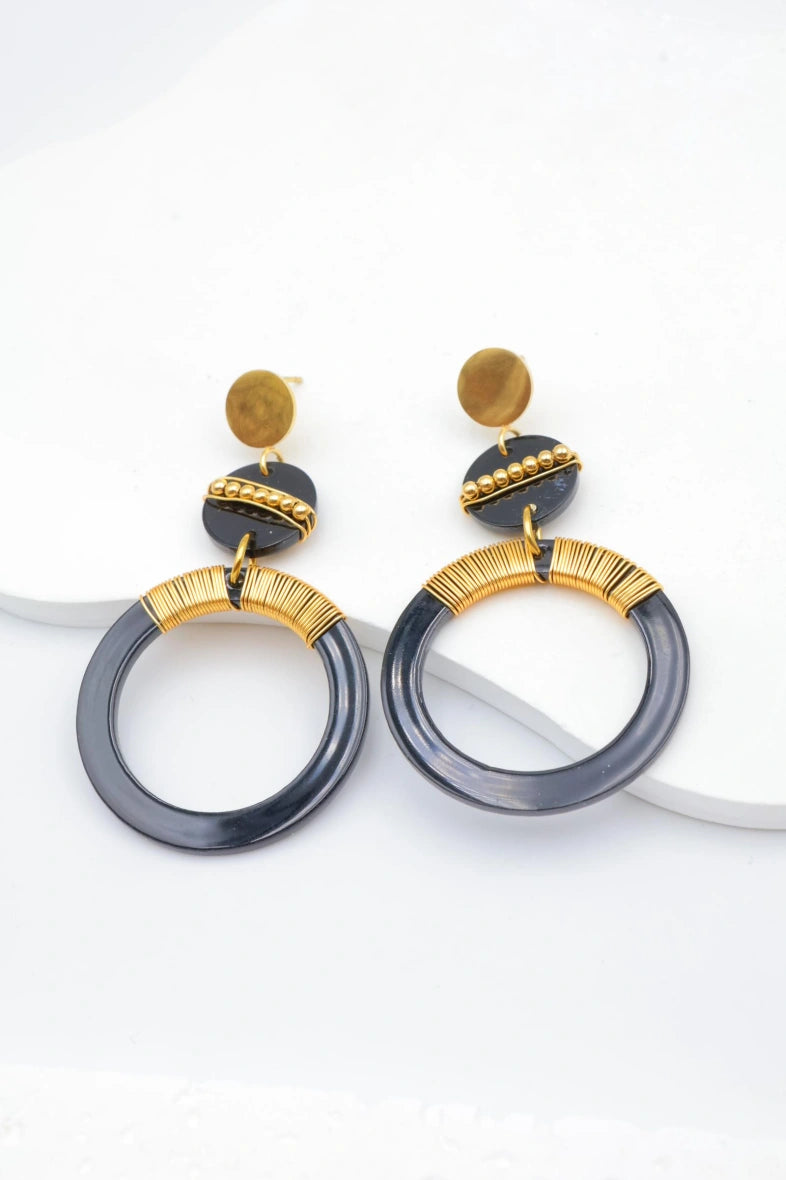 Boucles d'oreilles en acier inoxydable - NOIR