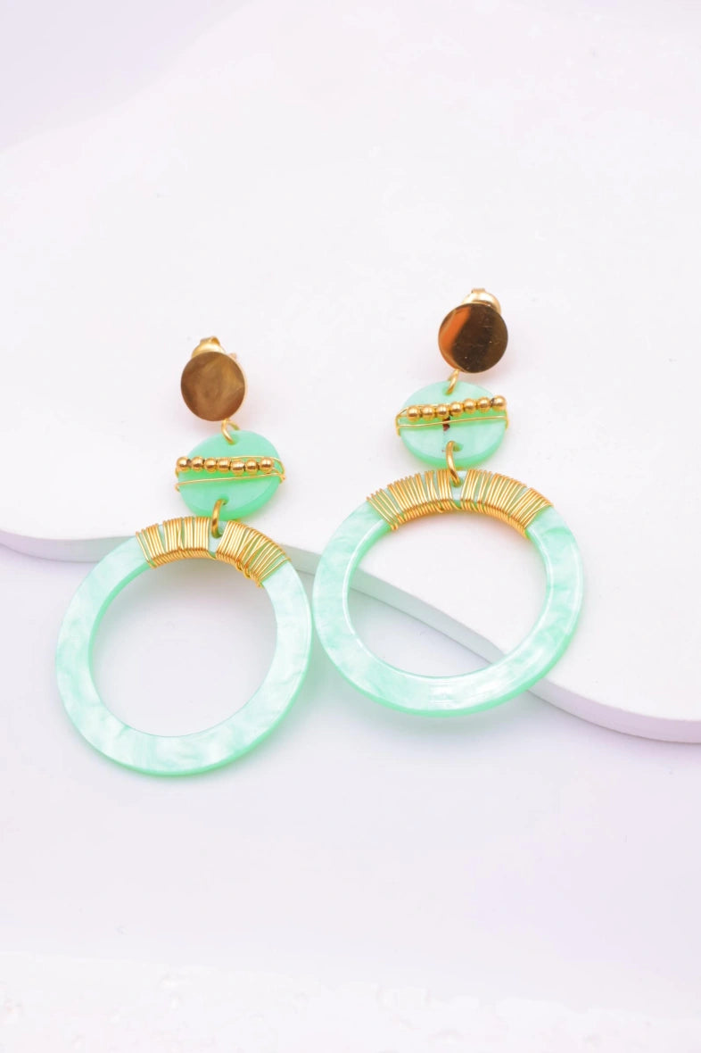 Boucles d'oreilles en acier inoxydable - VERT