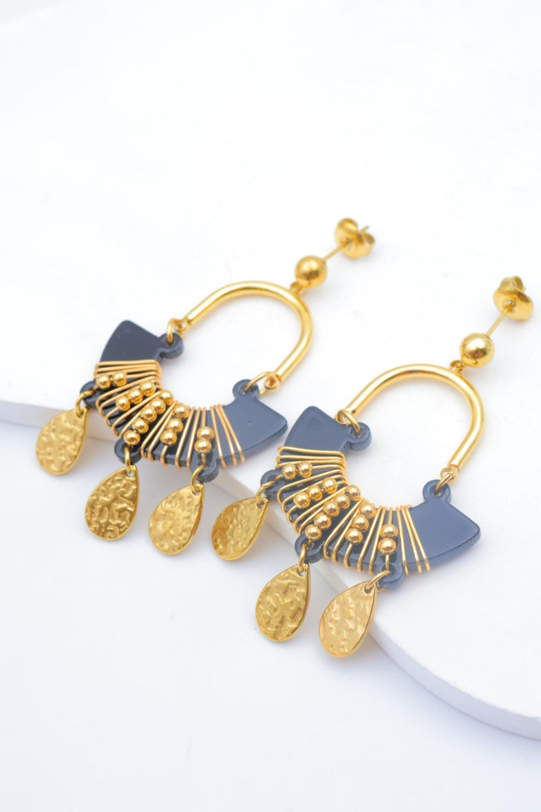 Boucles d'oreilles en acier inoxydable - NOIR