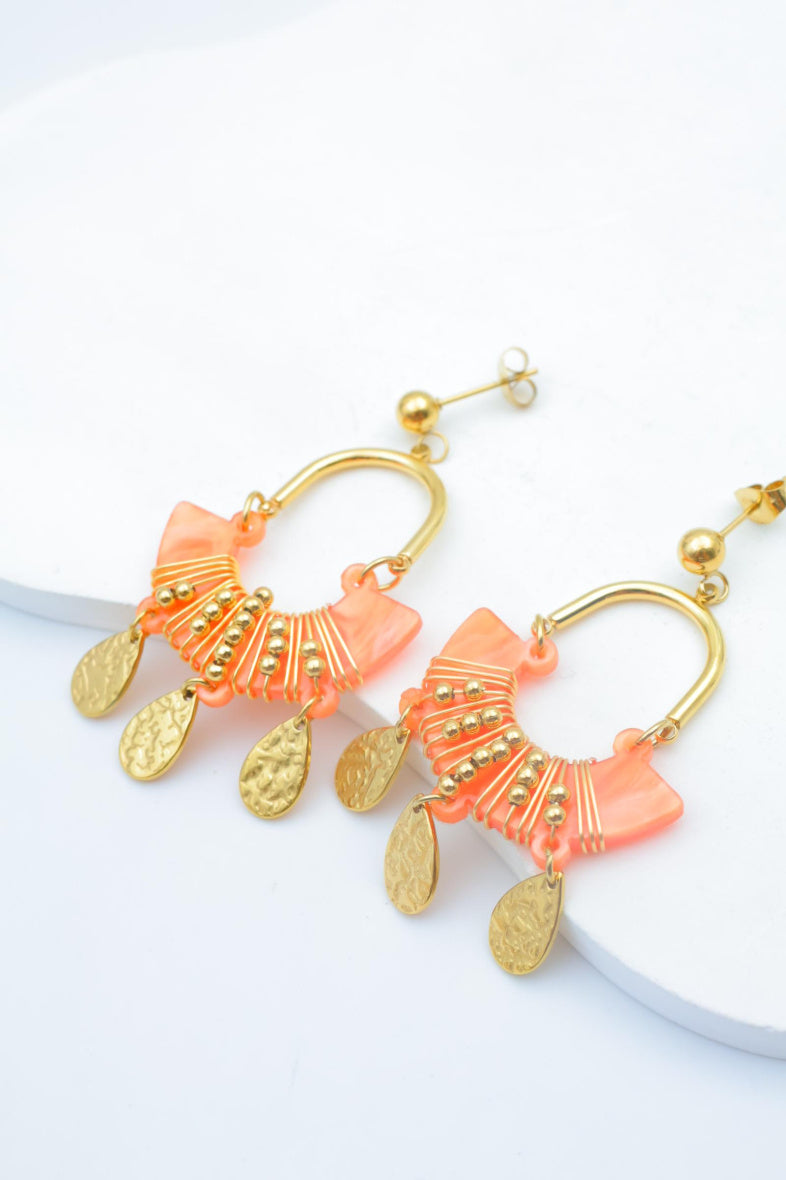 Boucles d'oreilles en acier inoxydable - ORANGE