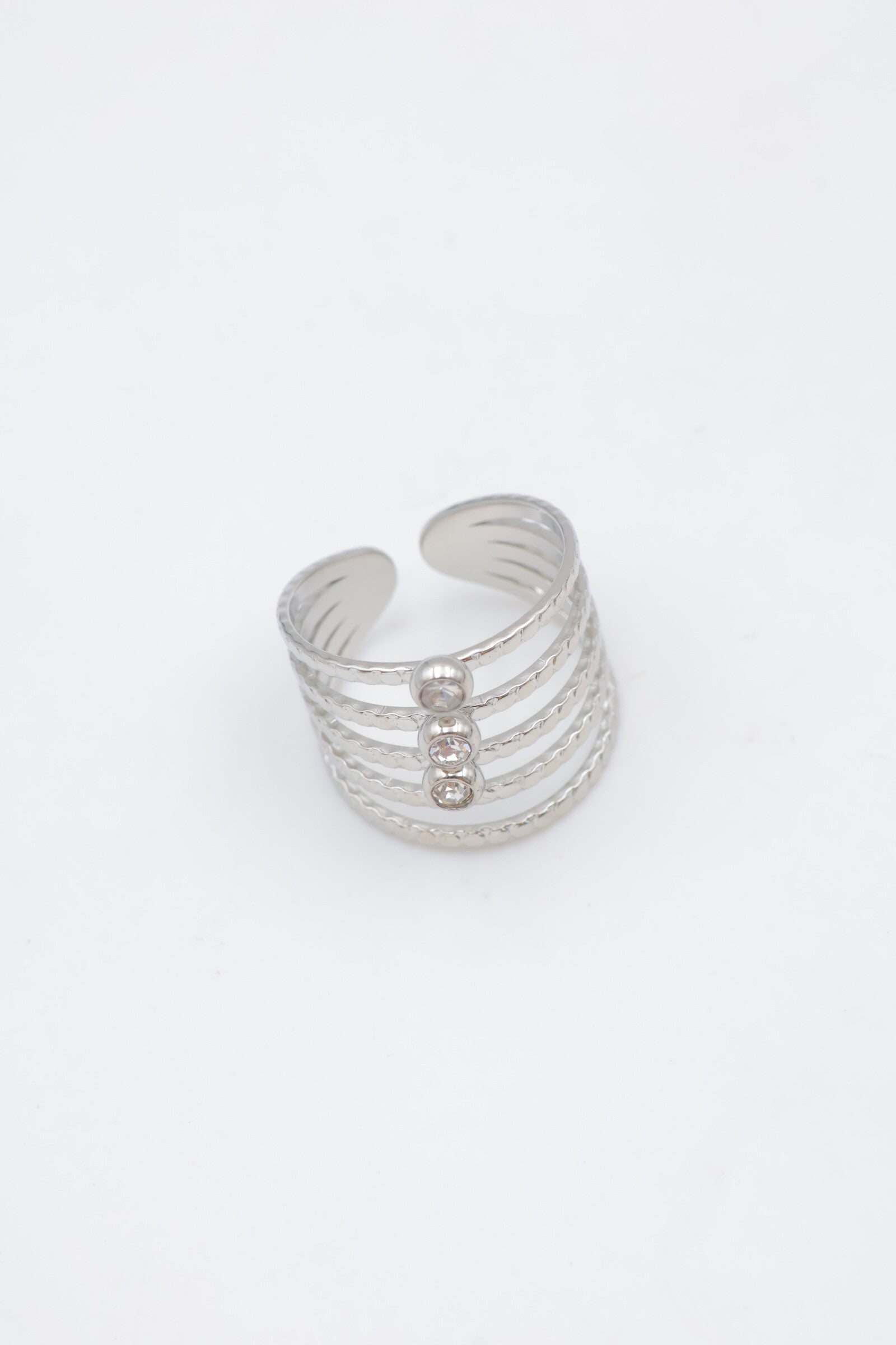 Bague en acier inoxydable ajustable - ARGENT