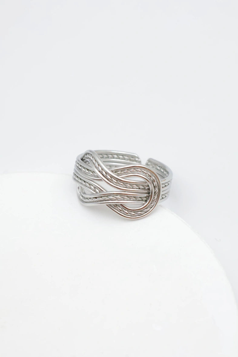 Bague en acier inoxydable ajustable - ARGENT