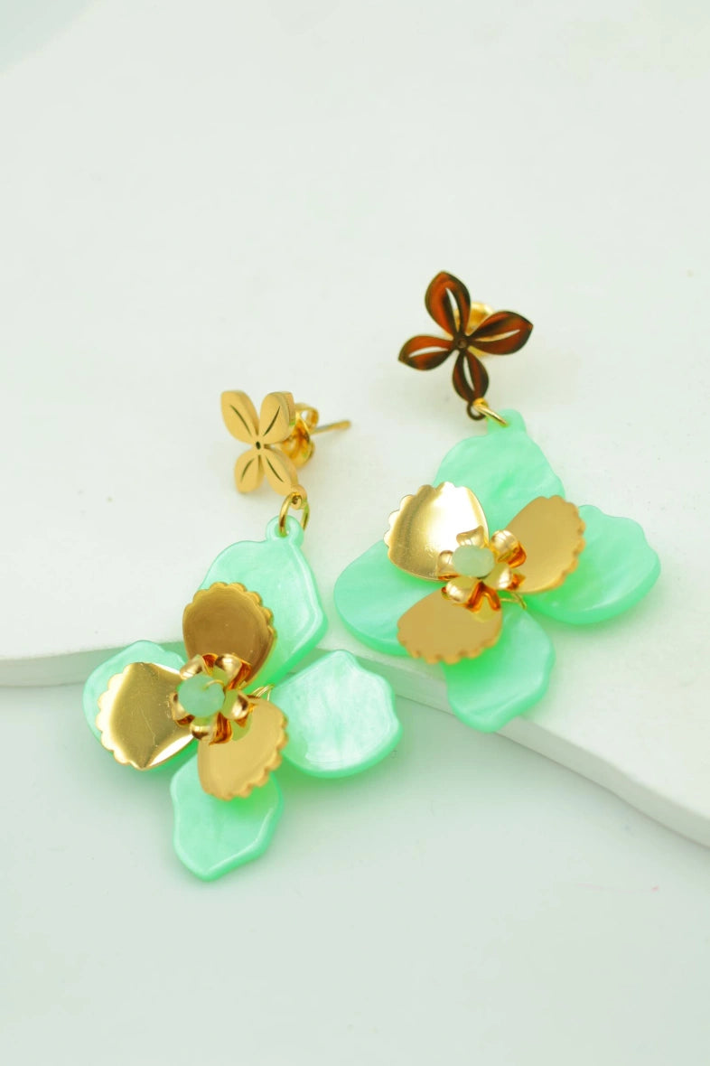 Boucles d'oreilles en acier inoxydable - VERT