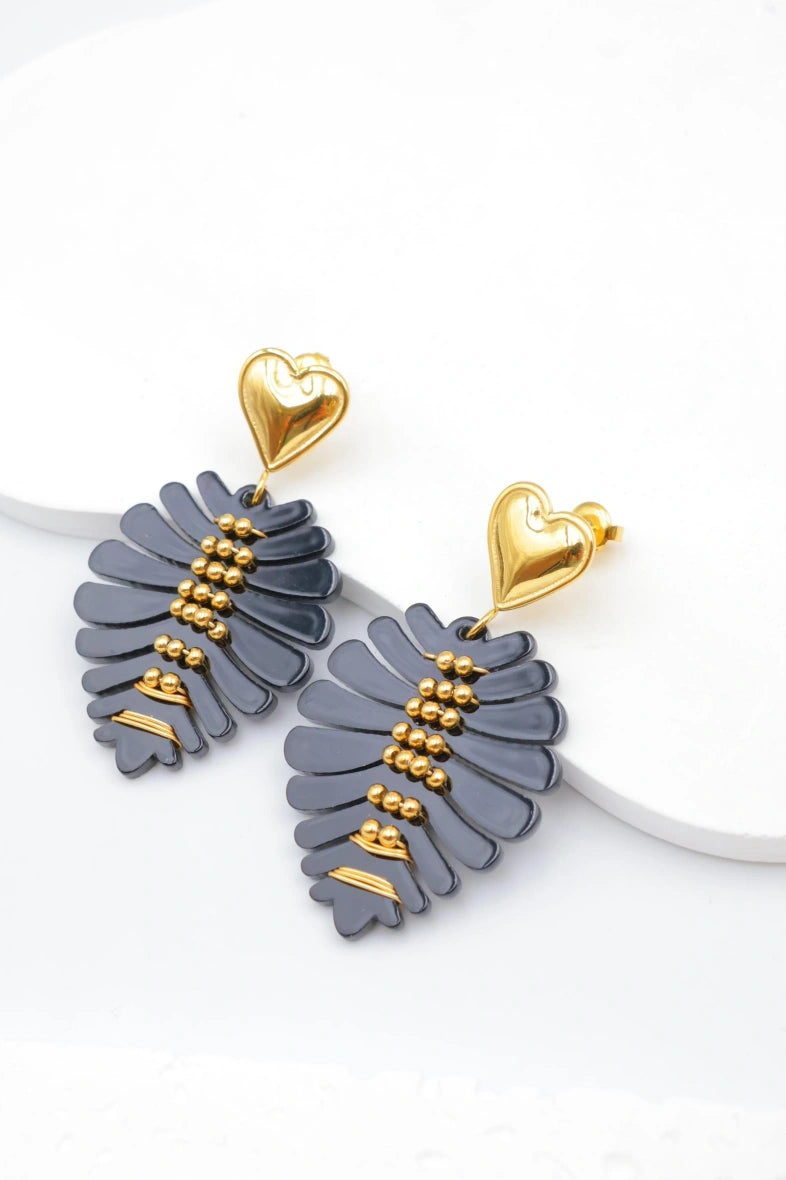 Boucles d'oreilles en acier inoxydable - NOIR