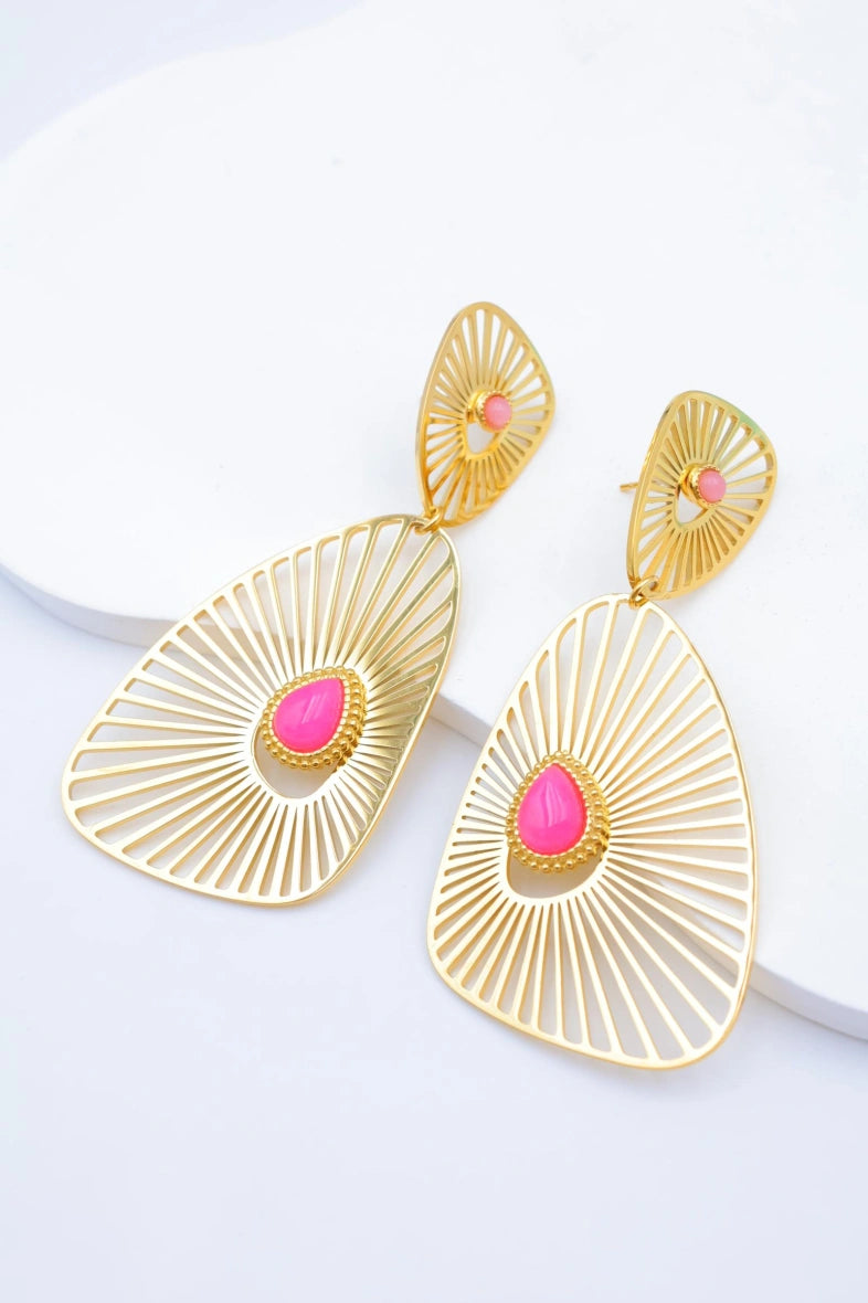 Boucles d'oreilles en acier inoxydable - FUCHSIA