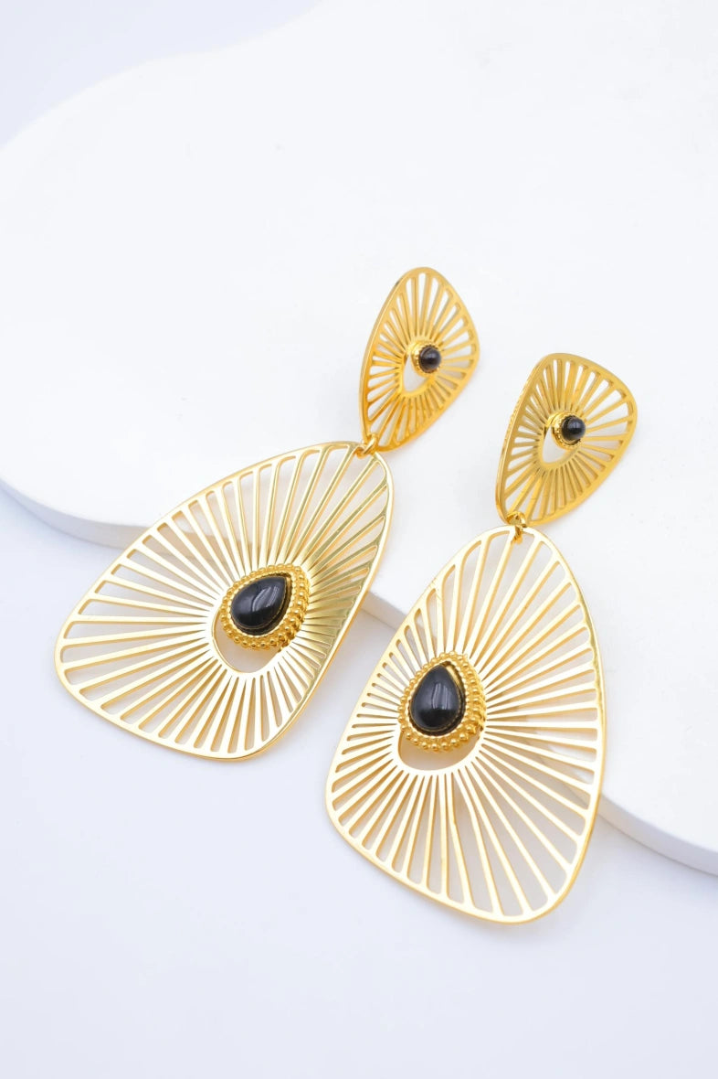 Boucles d'oreilles en acier inoxydable - NOIR
