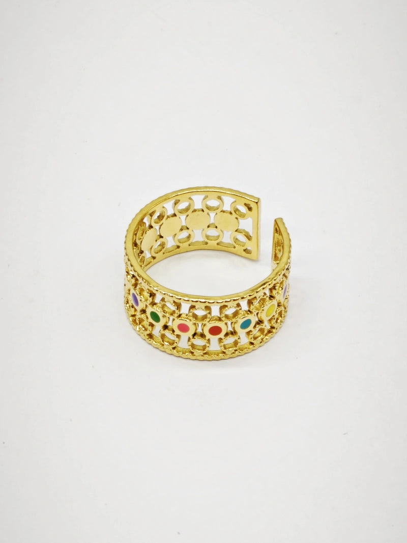 Bague en acier inoxydable ajustable - MULTICOLORE