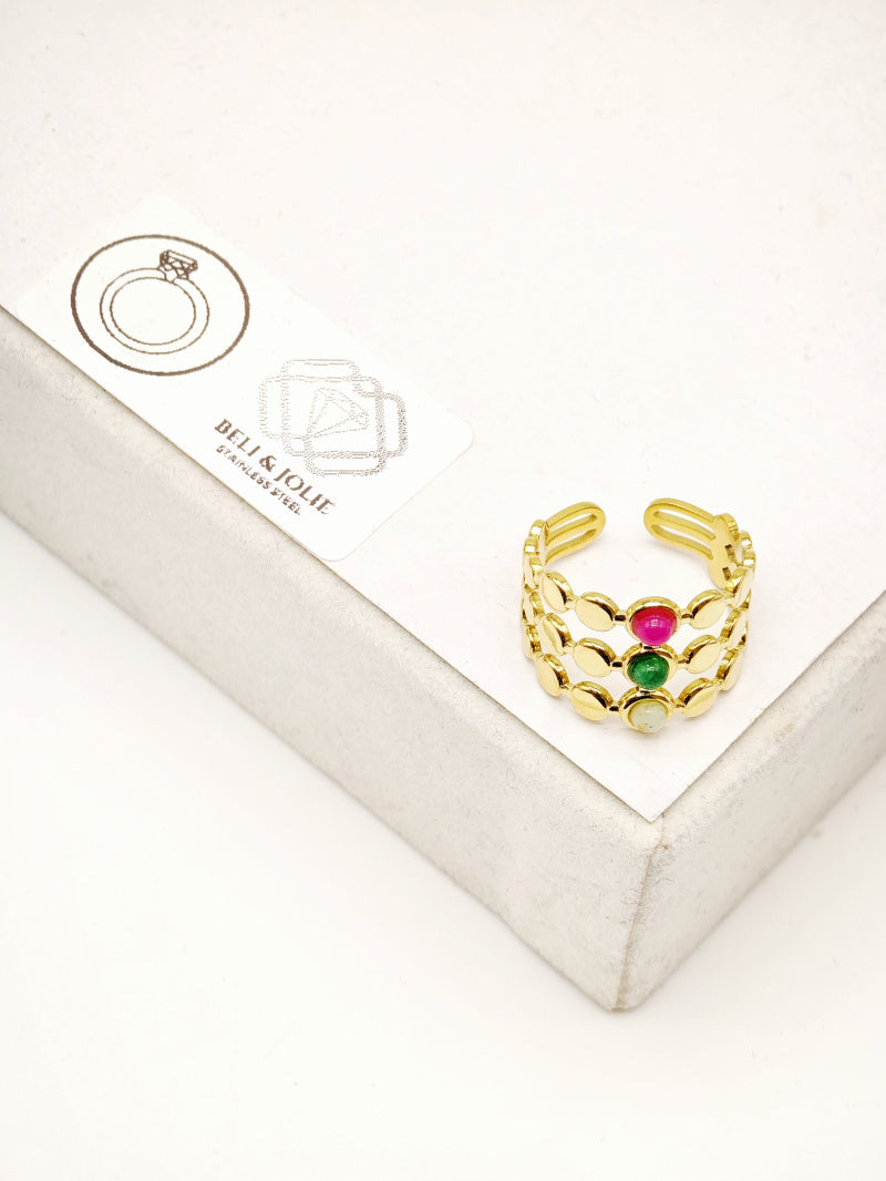 Bague en acier inoxydable ajustable - MULTICOLORE