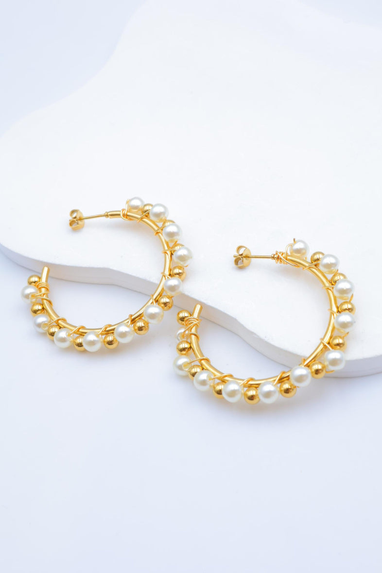 Boucles d'oreilles en acier inoxydable - BLANC