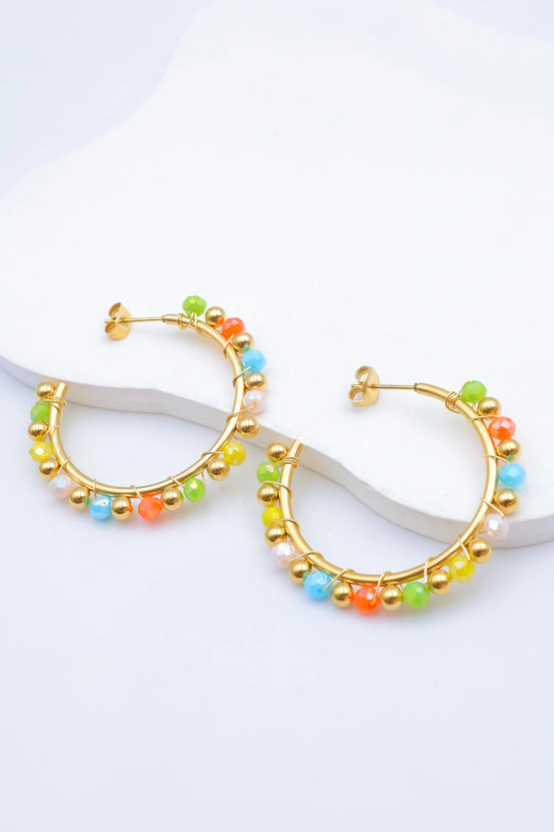 Boucles d'oreilles en acier inoxydable - MULTICOLORE