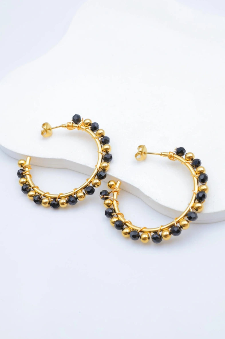 Boucles d'oreilles en acier inoxydable - NOIR