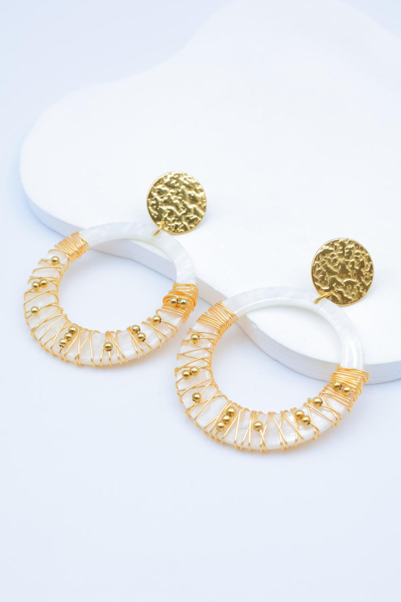 Boucles d'oreilles en acier inoxydable - BLANC