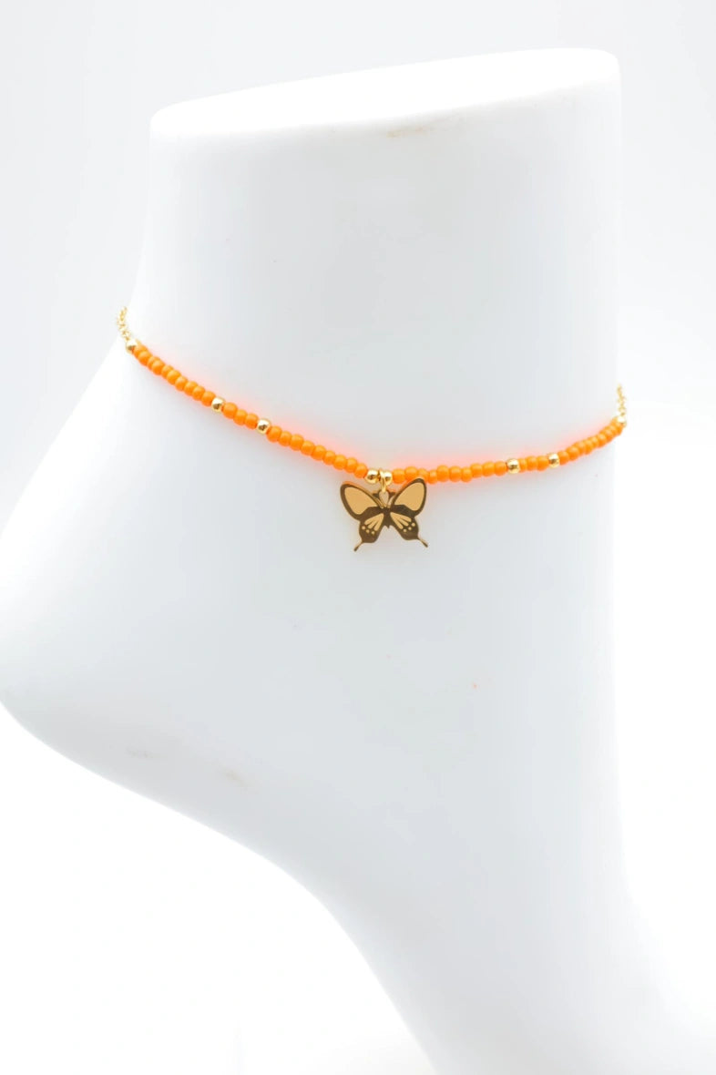Chaîne de cheville en acier inoxydable - ORANGE