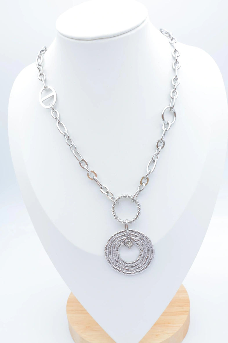 Collier sautoir en acier inoxydable - ARGENT