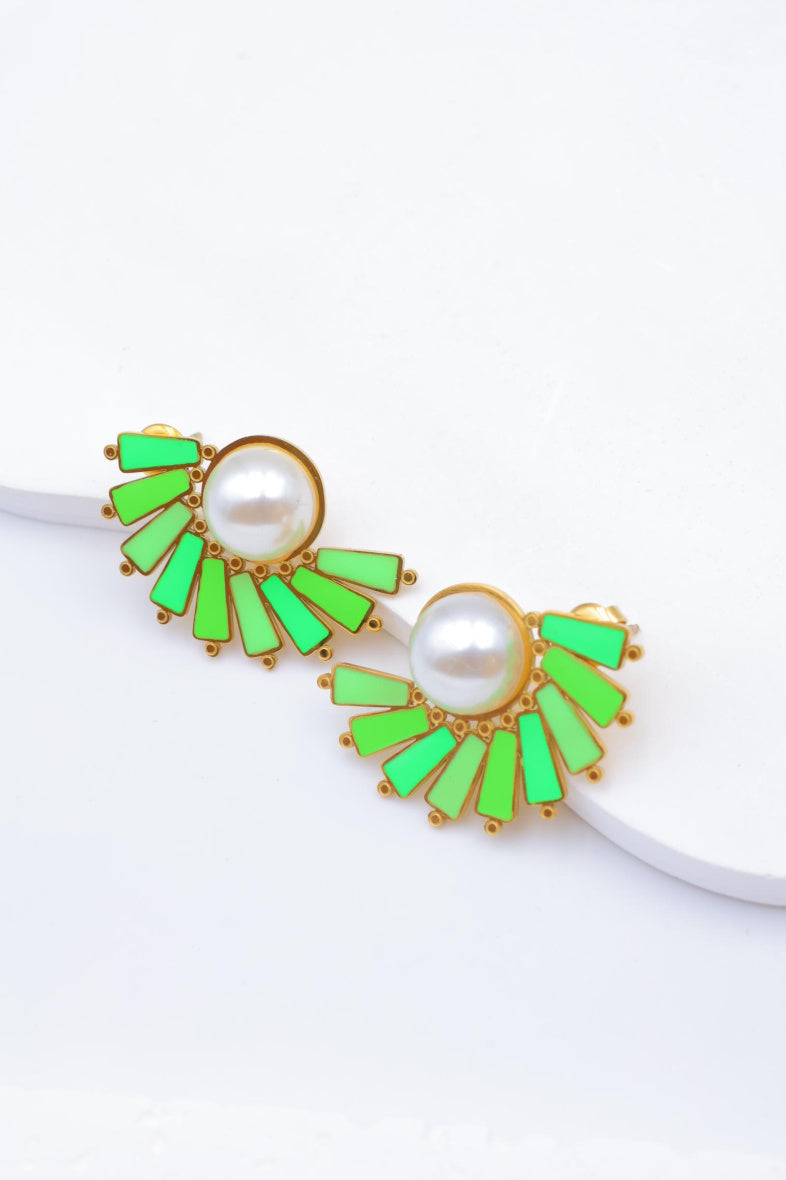 Boucles d'oreilles en acier inoxydable - VERT