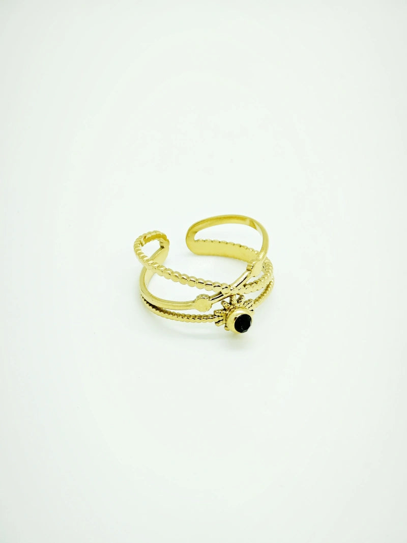 Bague en acier inoxydable ajustable - NOIR