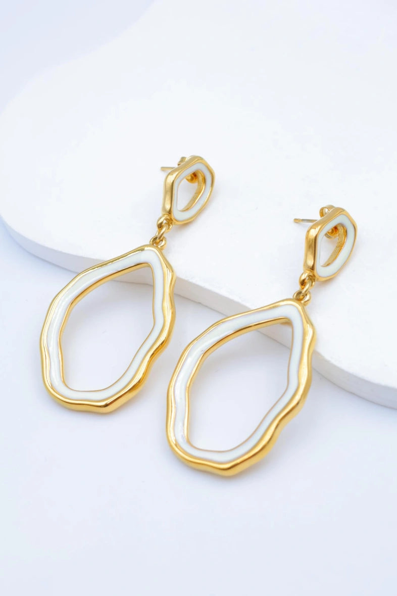 Boucles d'oreilles en acier inoxydable - BLANC