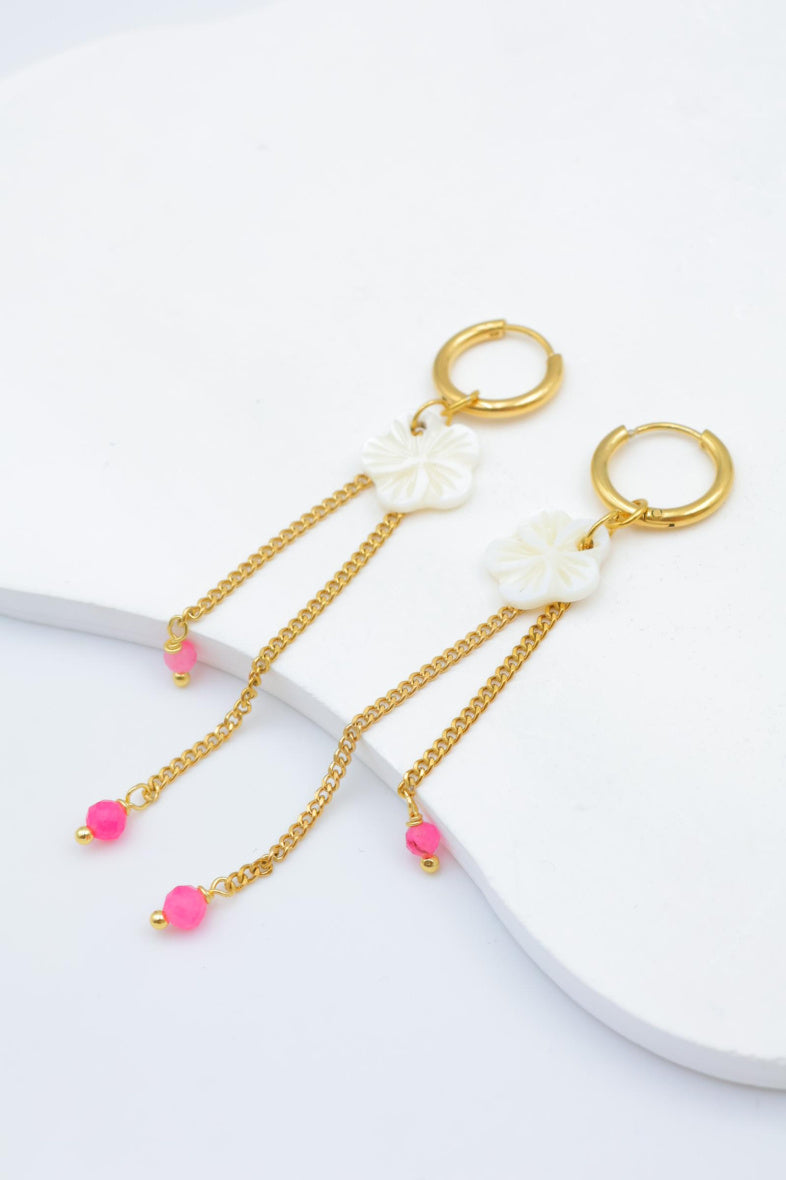 Boucles d'oreilles en acier inoxydable - FUCHSIA