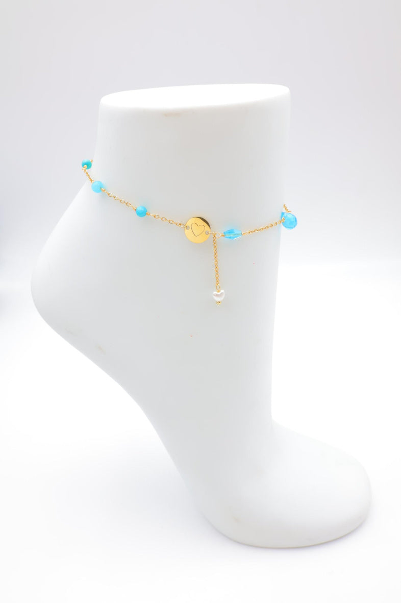 Chaîne de cheville en acier inoxydable - BLEU