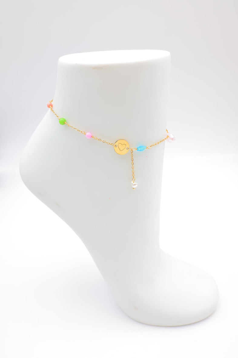 Chaîne de cheville en acier inoxydable - MULTICOLORE