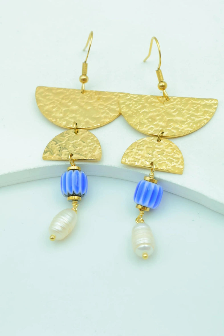 Boucles d'oreilles en acier inoxydable - BLEU