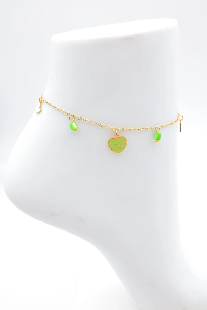 Chaîne de cheville en acier inoxydable - VERT