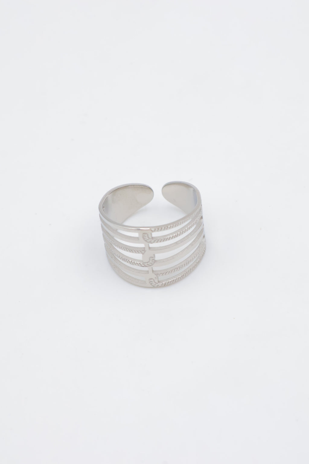 Bague en acier inoxydable ajustable - ARGENT