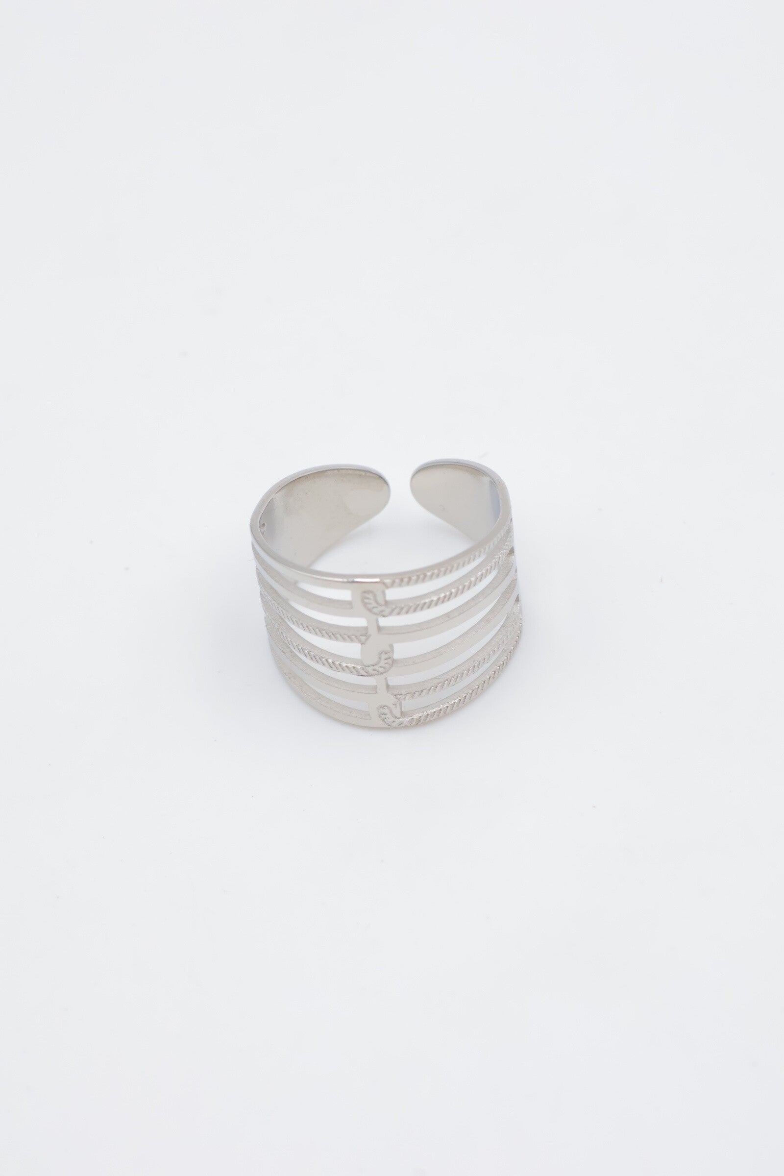 Bague en acier inoxydable ajustable - ARGENT