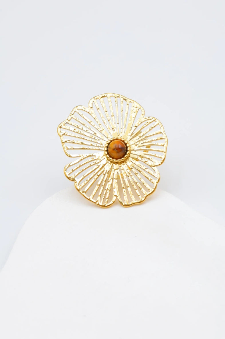 Bague en acier inoxydable ajustable - MARRON FONCÉ