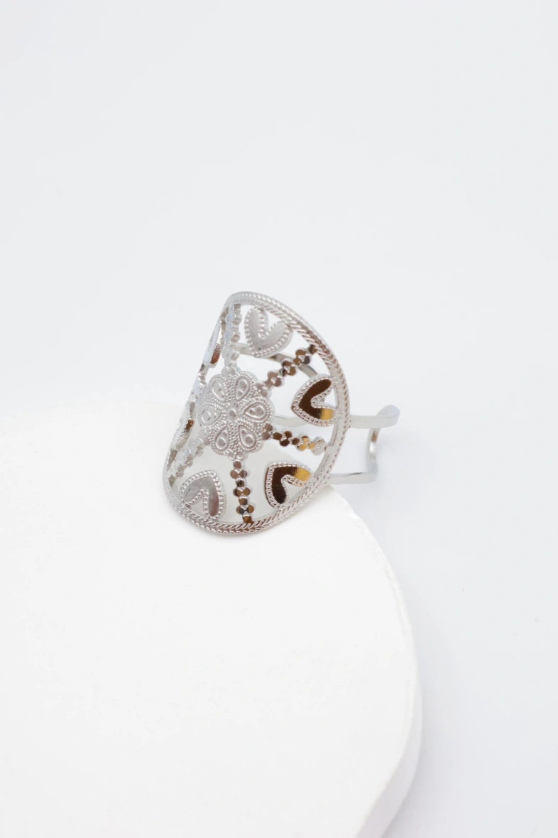 Bague en acier inoxydable ajustable - ARGENT