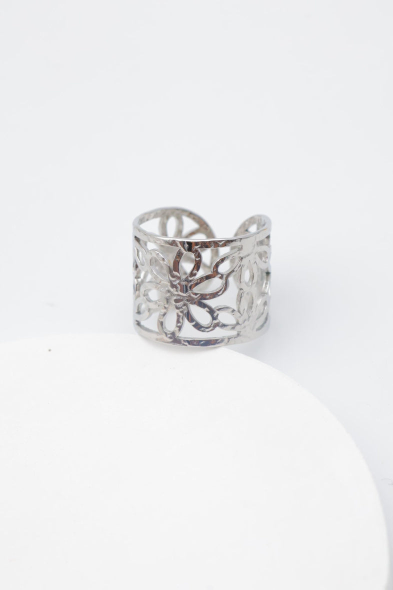 Bague en acier inoxydable ajustable - ARGENT