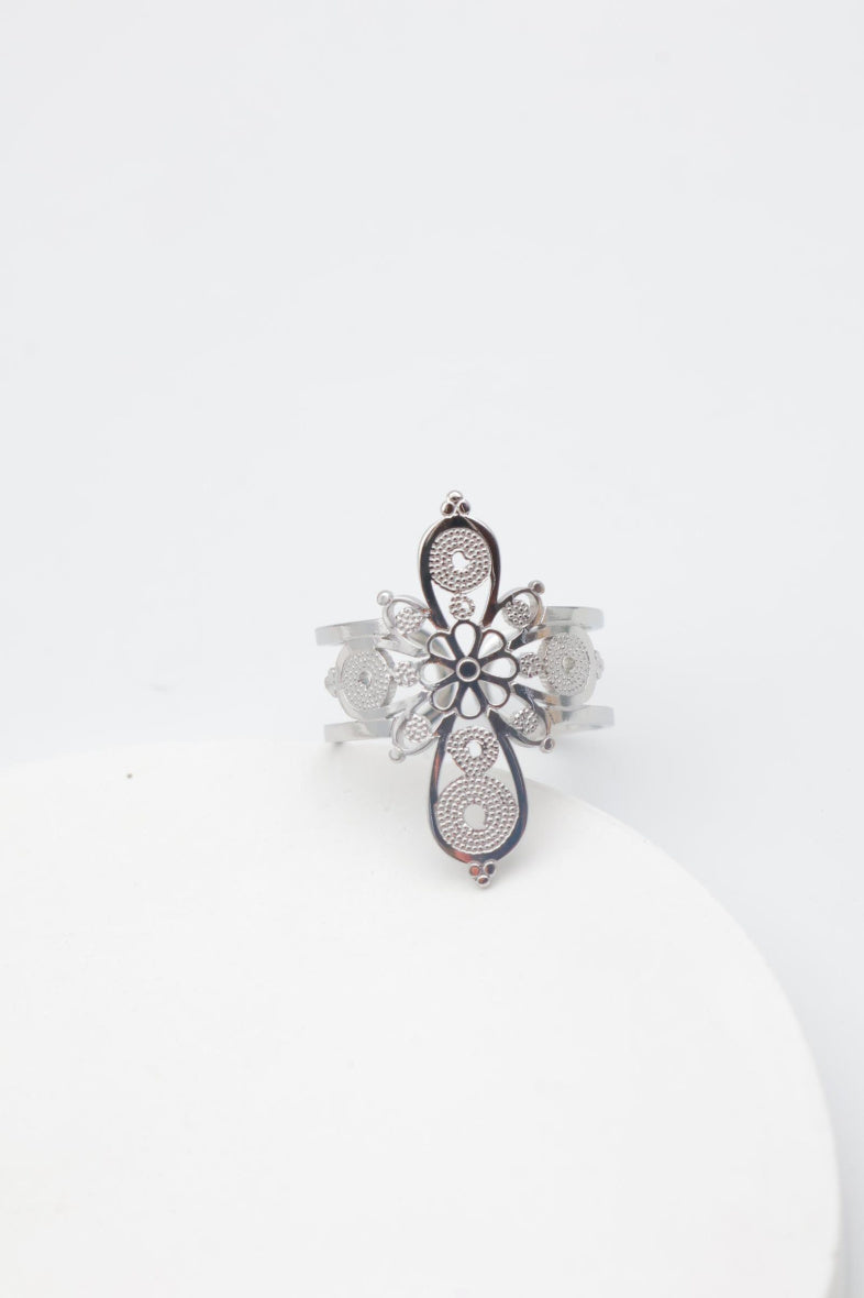 Bague en acier inoxydable ajustable - ARGENT