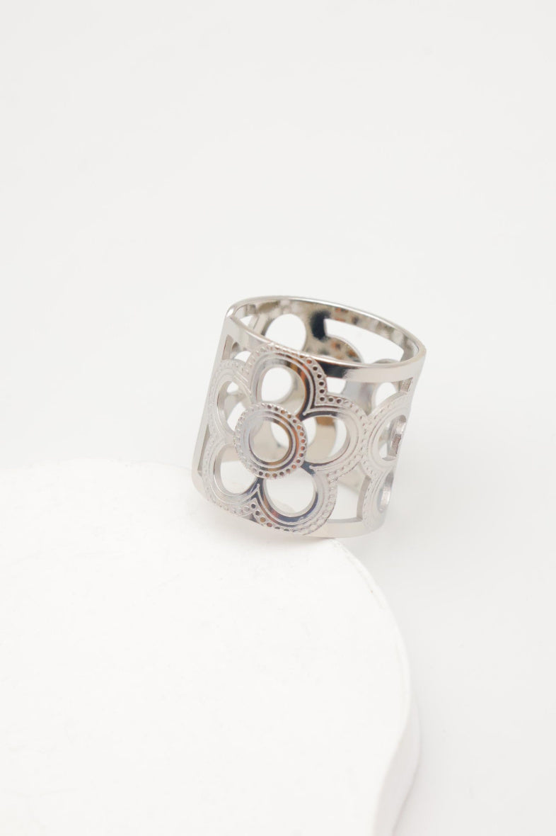 Bague en acier inoxydable ajustable - ARGENT