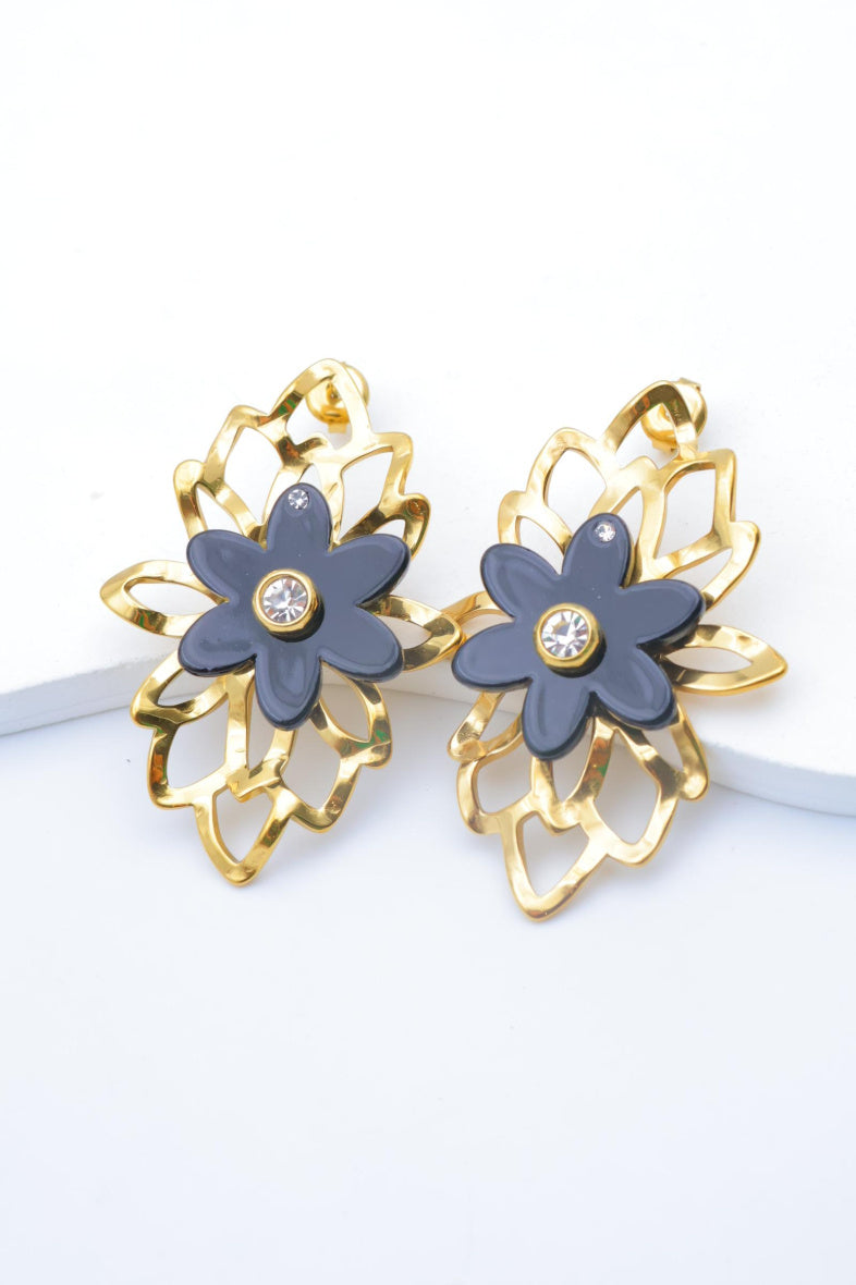 Boucles d'oreilles en acier inoxydable - NOIR