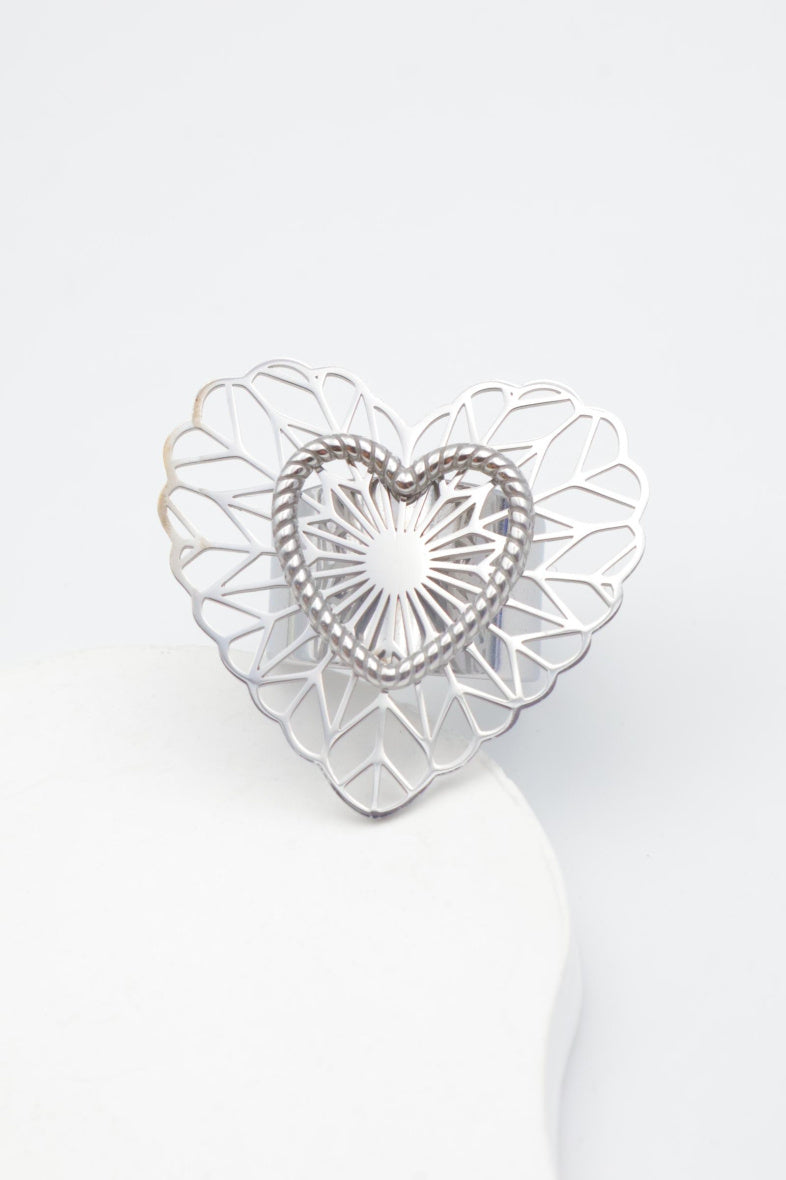 Bague en acier inoxydable ajustable - ARGENT