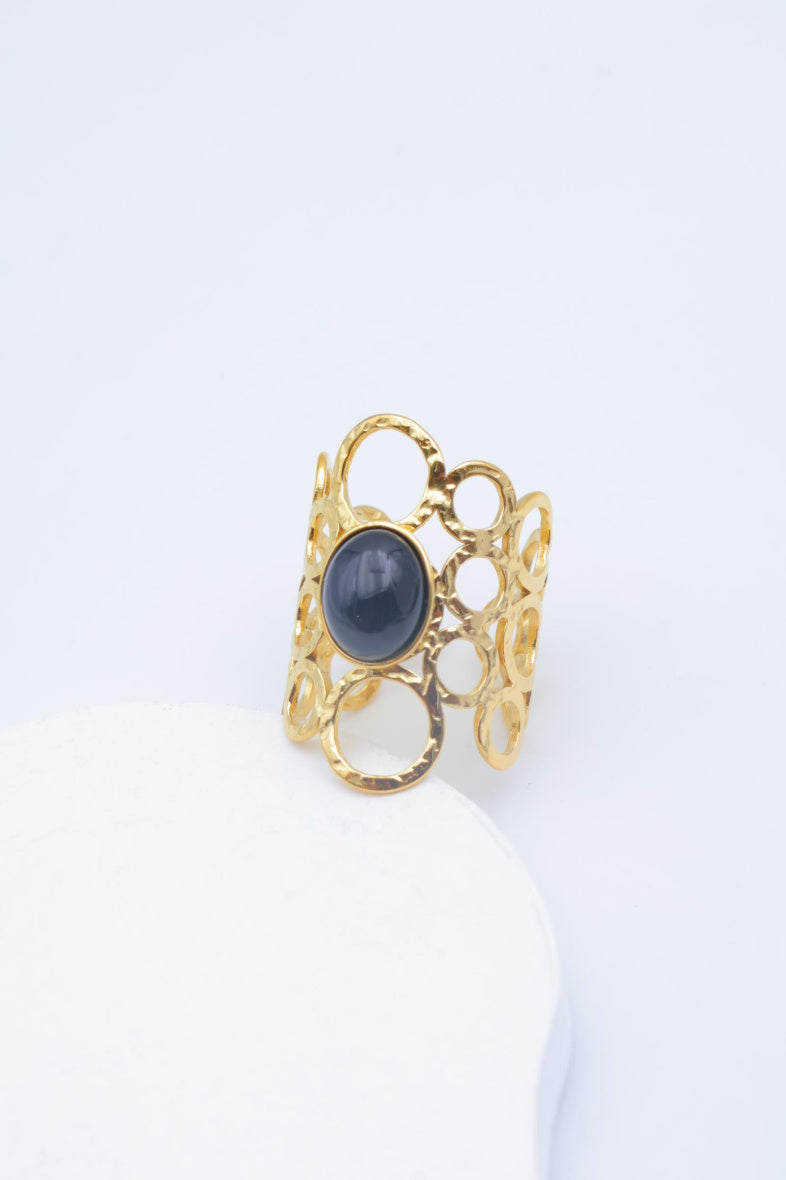 Bague en acier inoxydable ajustable - NOIR
