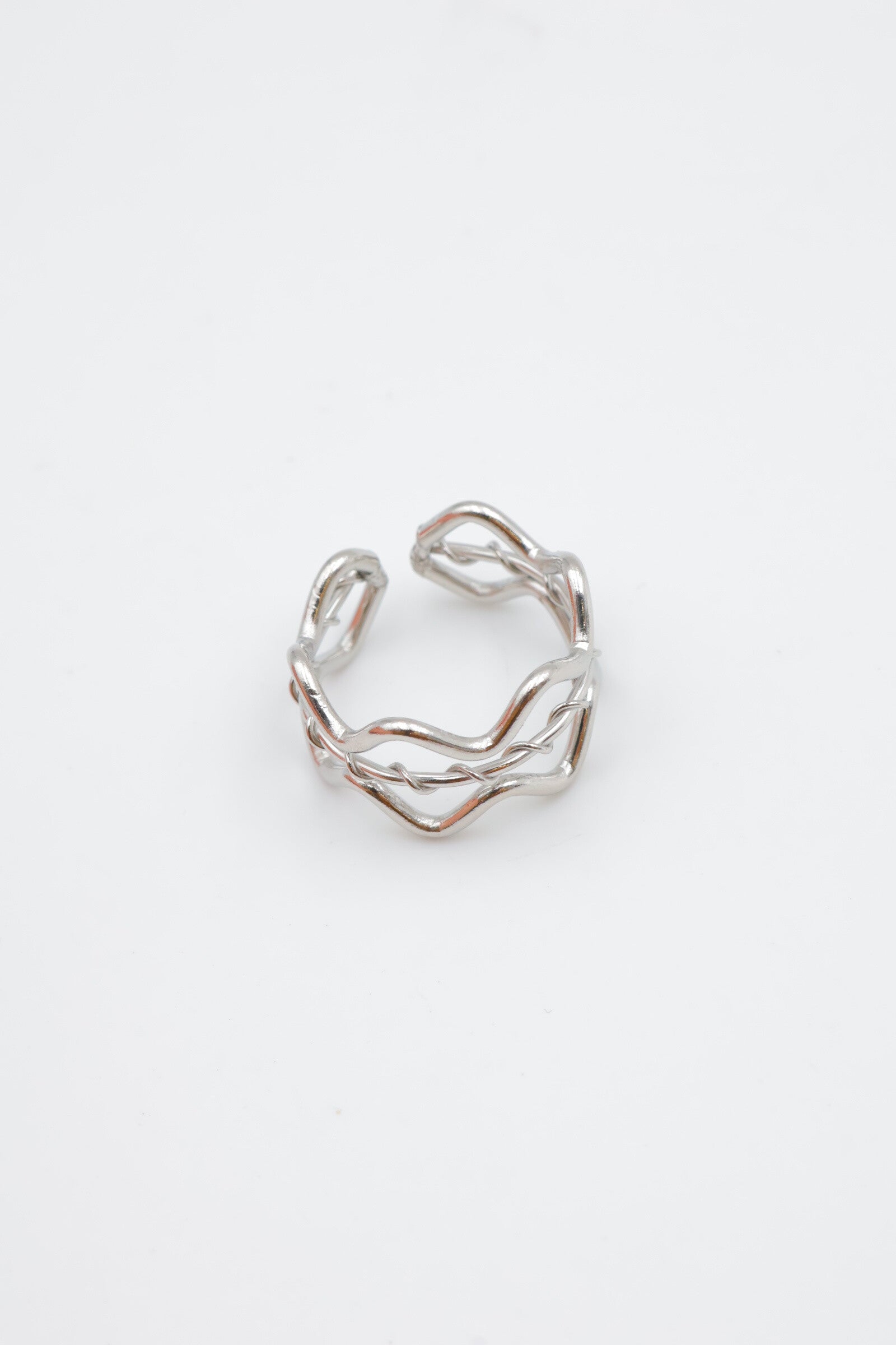 Bague en acier inoxydable ajustable - ARGENT