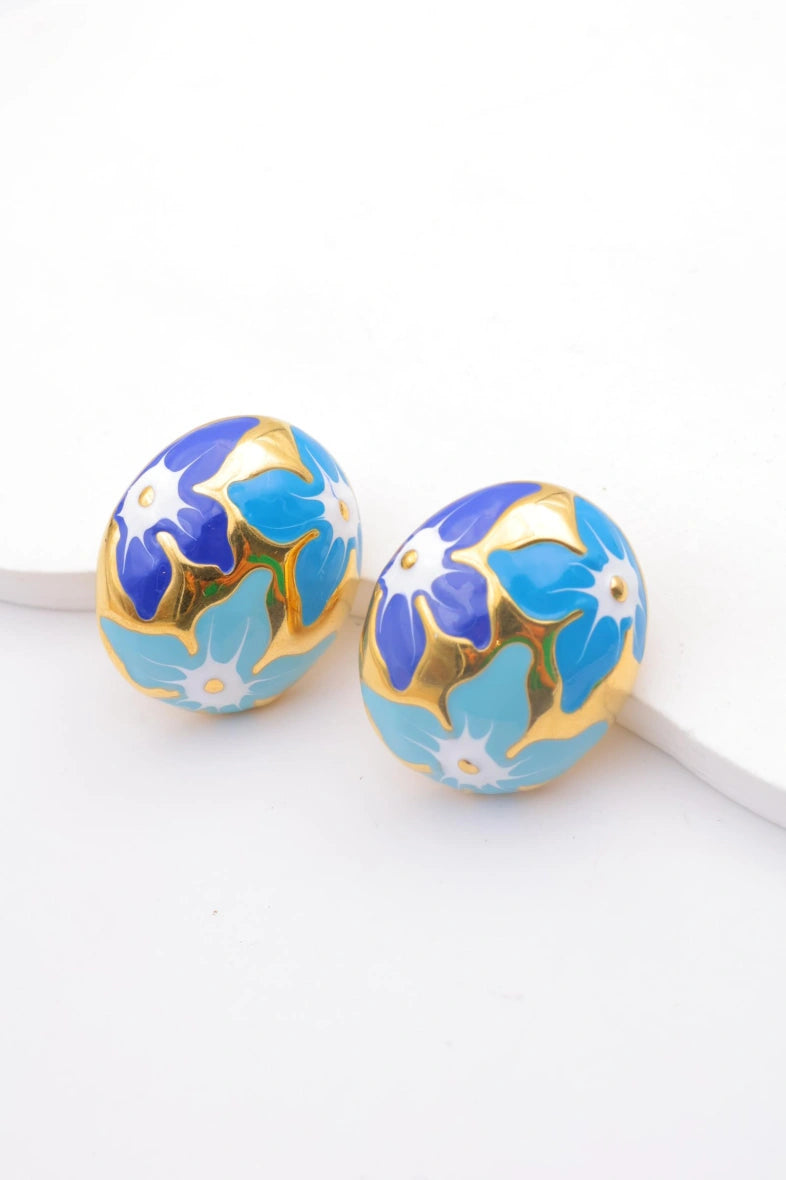 Boucles d'oreilles en acier inoxydable - BLEU