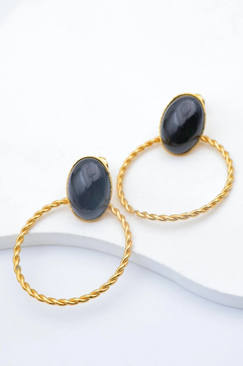 Boucles d'oreilles en acier inoxydable - NOIR