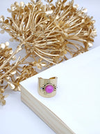 Bague en acier inoxydable ajustable - FUCHSIA