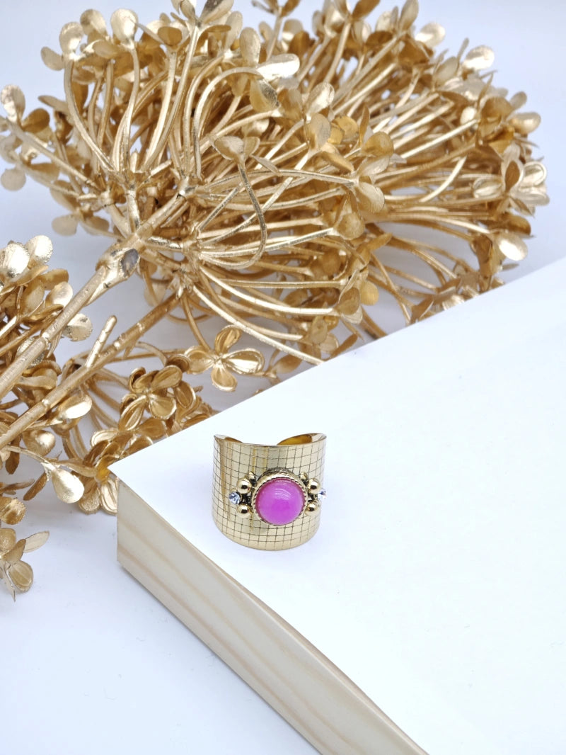 Bague en acier inoxydable ajustable - FUCHSIA