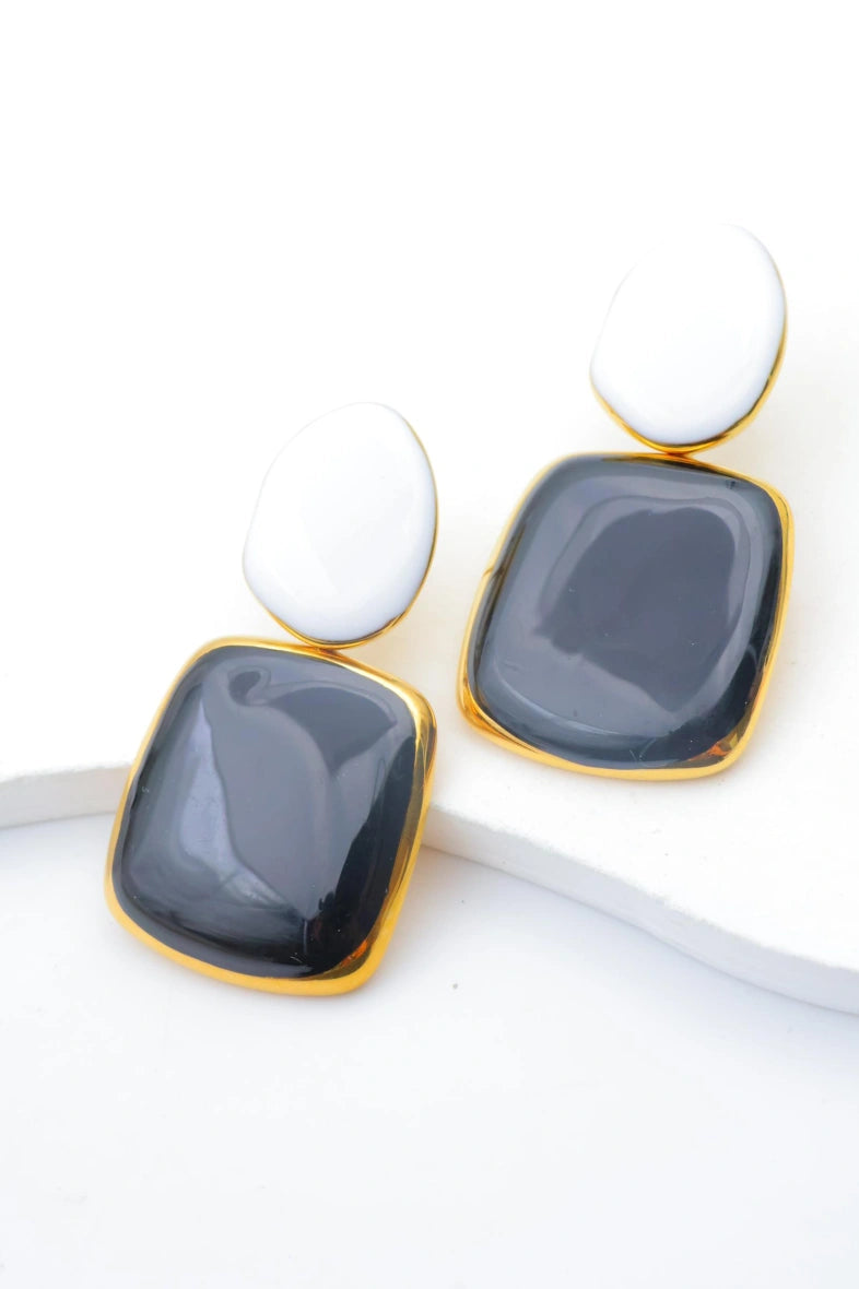 Boucles d'oreilles en acier inoxydable - NOIR
