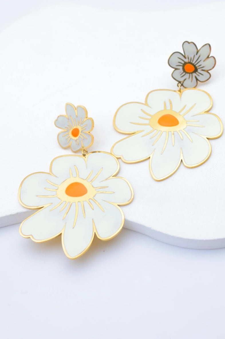 Boucles d'oreilles en acier inoxydable - BLANC