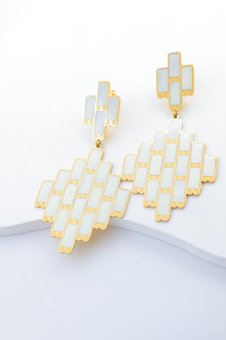 Boucles d'oreilles en acier inoxydable - BLANC
