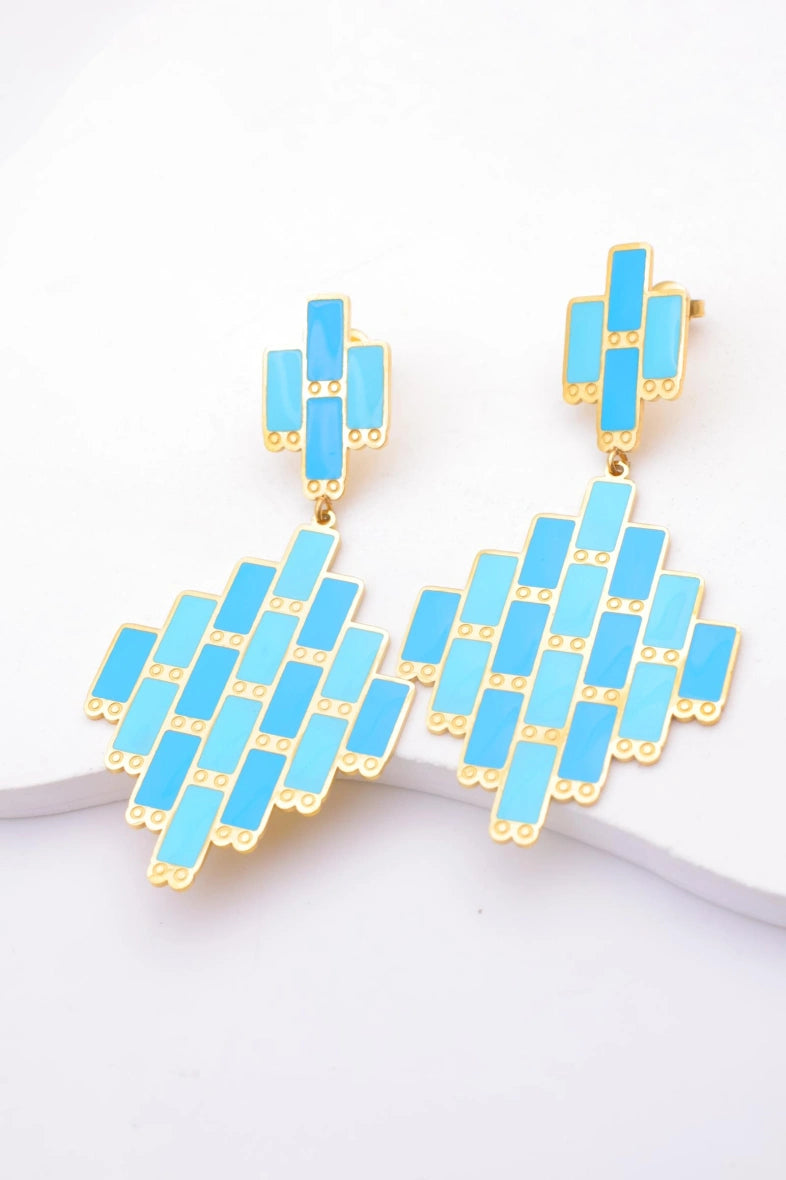 Boucles d'oreilles en acier inoxydable - BLEU